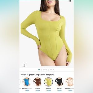 NWT SIZE XXL GREEN Popilush Square Neck Bodysuit Tummy Control Shapewear